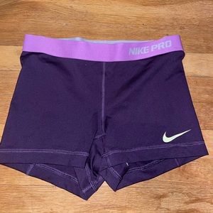 purple Nike pro spandex shorts
